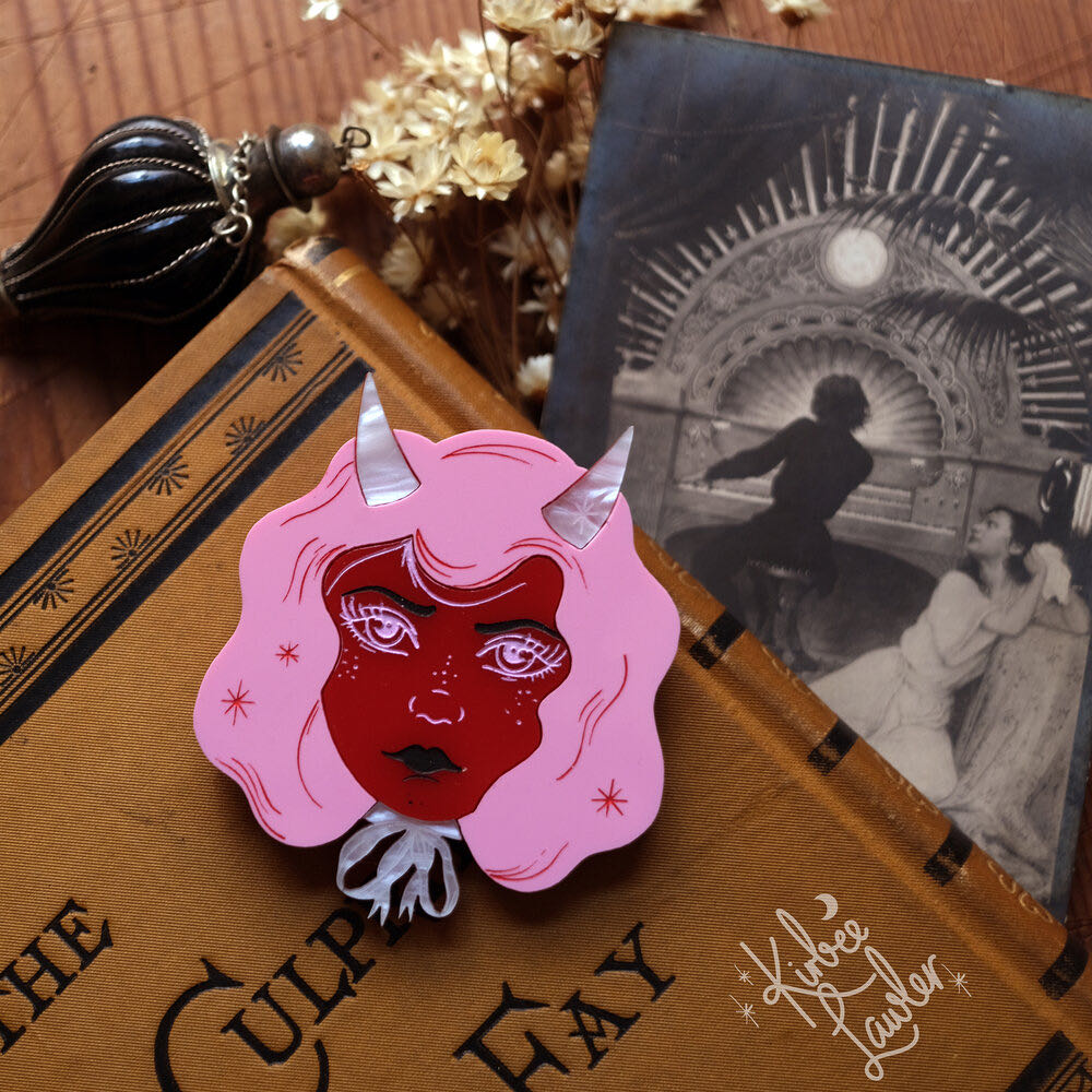 Kirbee Lawler - Devil Lady (pink) - Brooch pin collectible - Main Image 3
