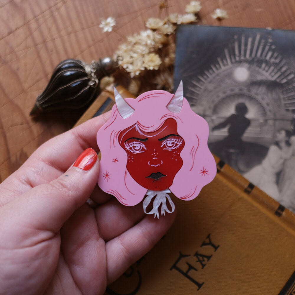 Kirbee Lawler - Devil Lady (pink) - Brooch pin collectible - Main Image 4