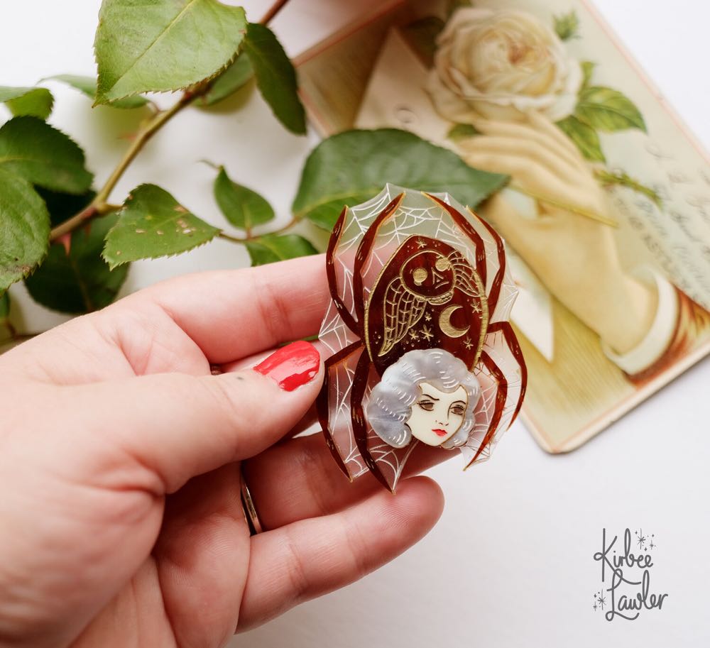 Kirbee Lawler - Spider Lady (light tortoiseshell) - Brooch pin collectible - Main Image 2