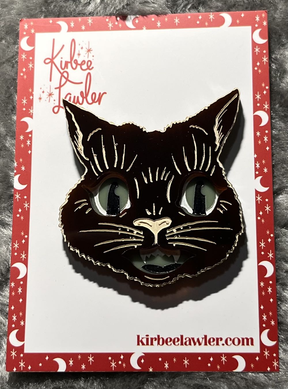 Kirbee Lawler - Vintage Halloween Cat (moss) - Brooch pin collectible - Main Image 2