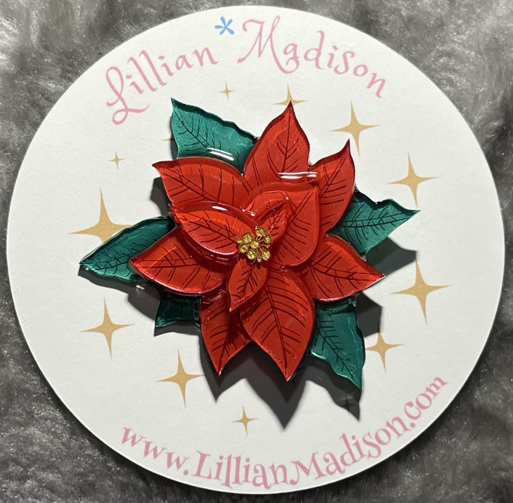 Lillian*Madison - Red Poinsettia - Brooch pin collectible - Main Image 2