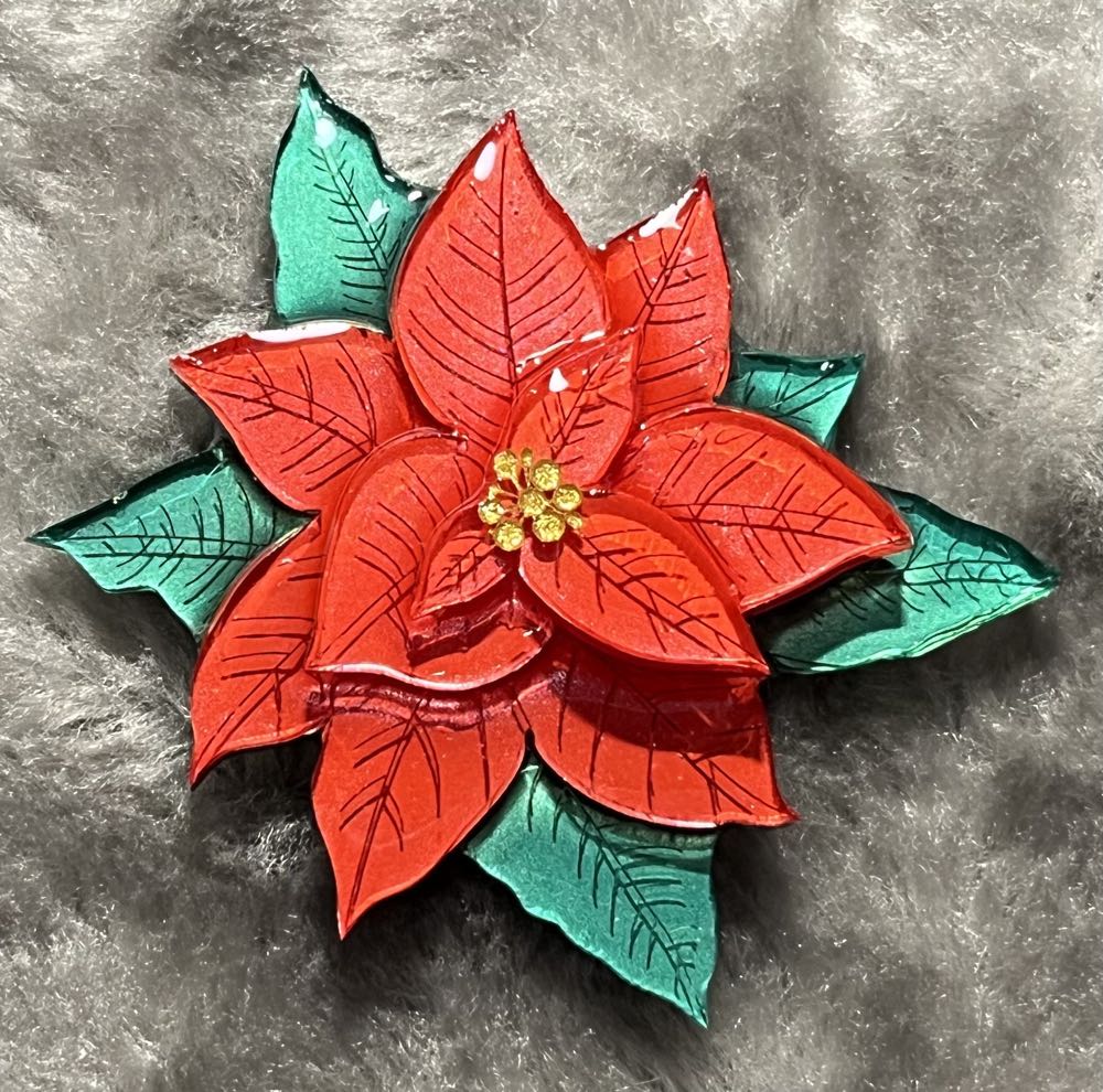 Lillian*Madison - Red Poinsettia - Brooch pin collectible - Main Image 3