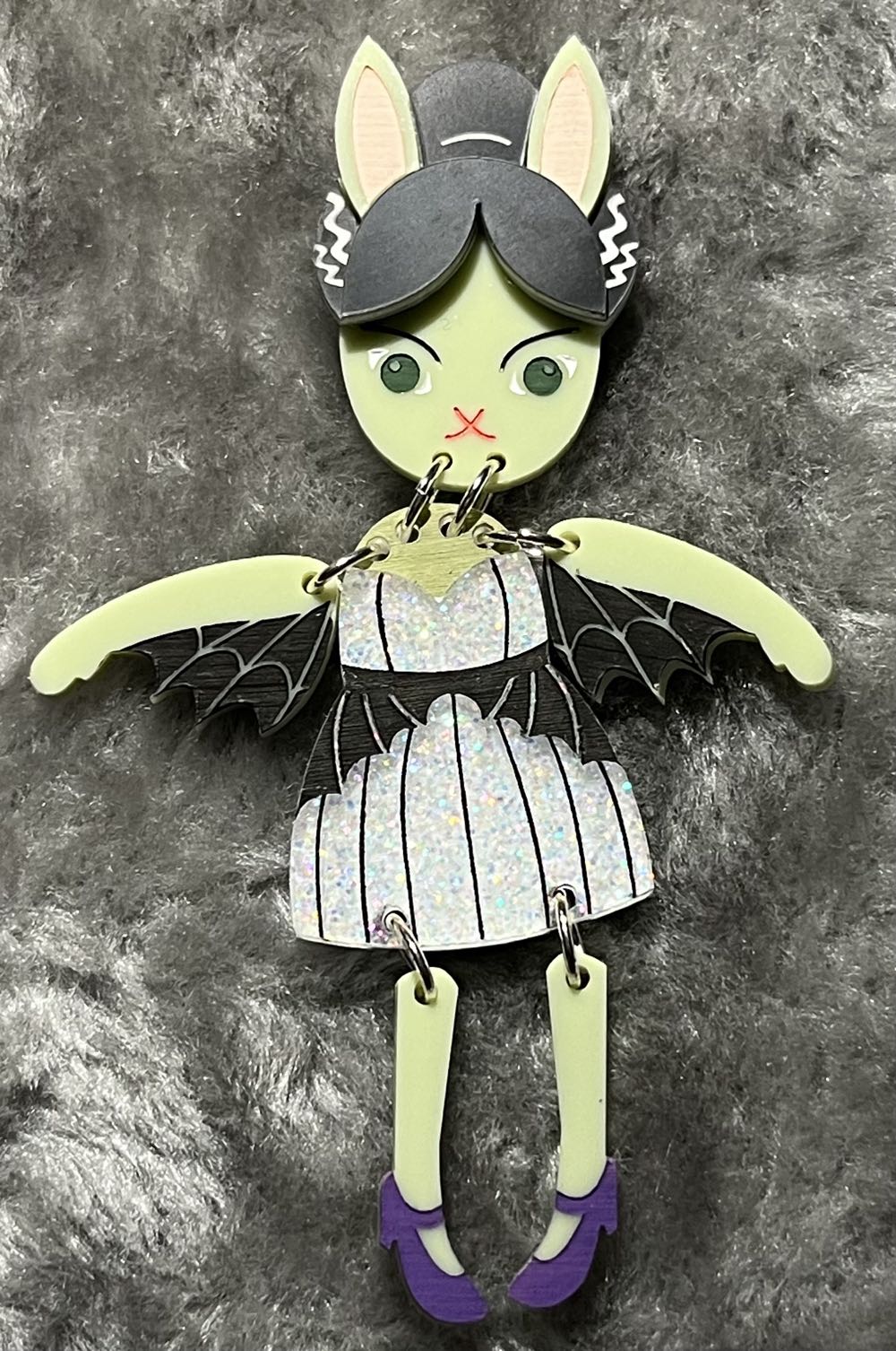 The Storybook Rabbit - Raven the Bride of Frankenstein - Brooch pin collectible - Main Image 2