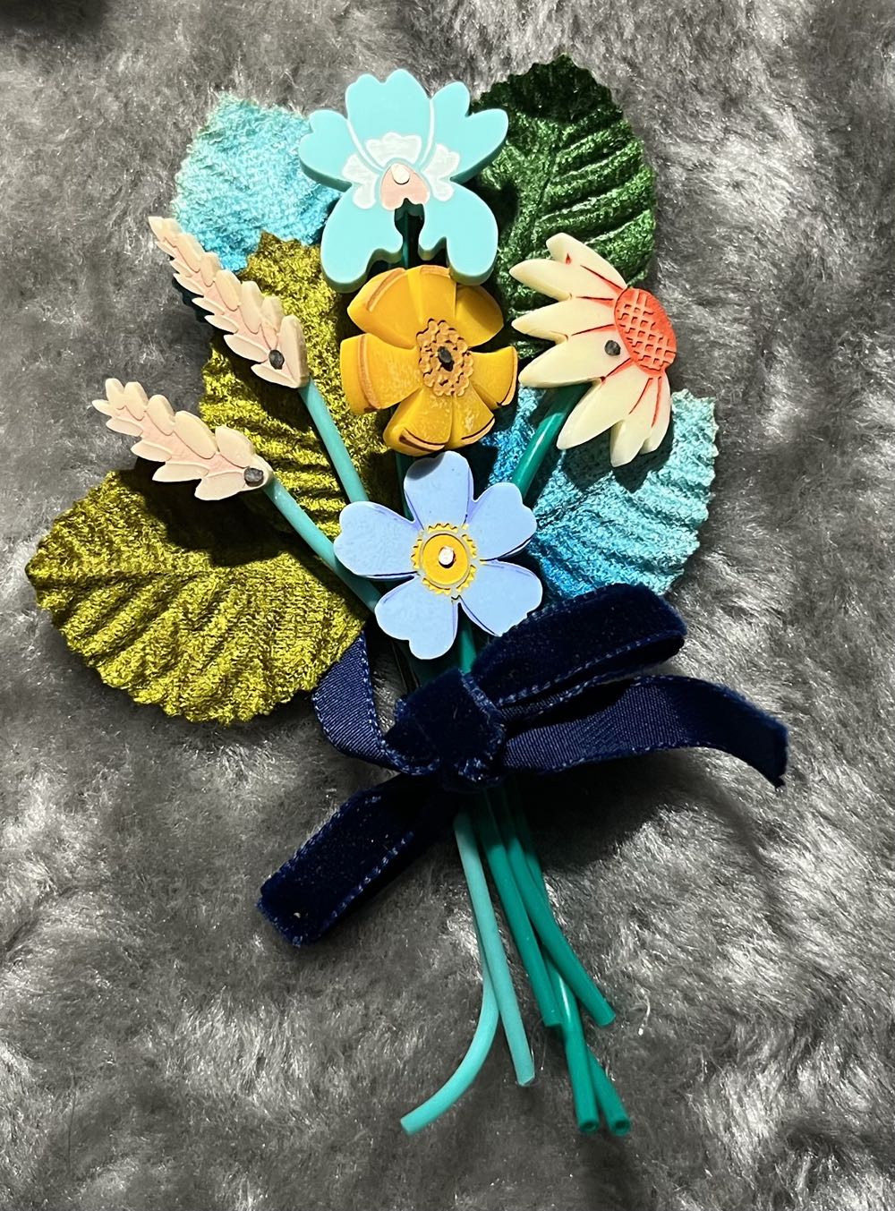 The Storybook Rabbit - Corsage Bouquet (blue) - Brooch pin collectible - Main Image 2
