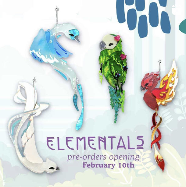 Binkabu - Elemental Fire Bird Dangles - Earrings pin collectible - Main Image 4