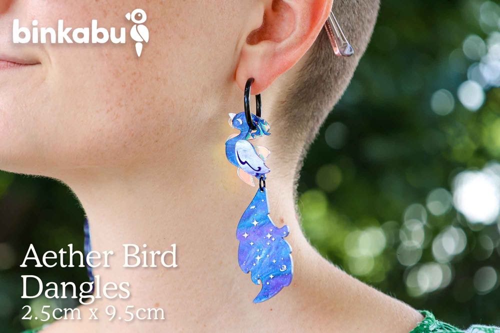 Binkabu - Elemental Aether Bird Dangles - Earrings pin collectible - Main Image 2