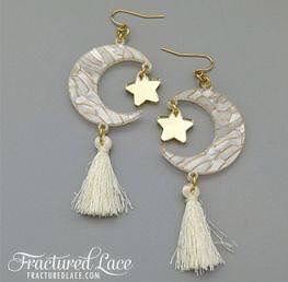 Fractured Lace - White Moon Earrings - Earrings pin collectible - Main Image 2