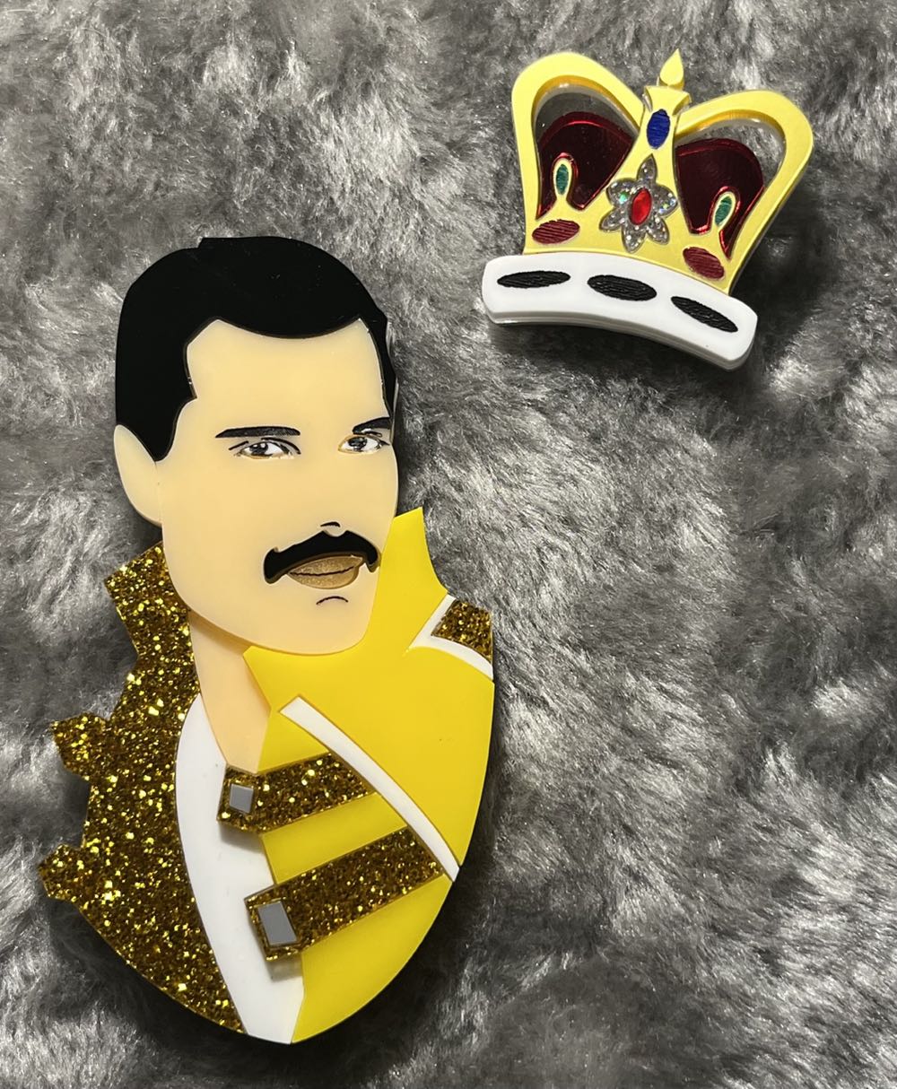 Danger Monkey Designs - Freddie Mercury with Crown - Brooch pin collectible - Main Image 2