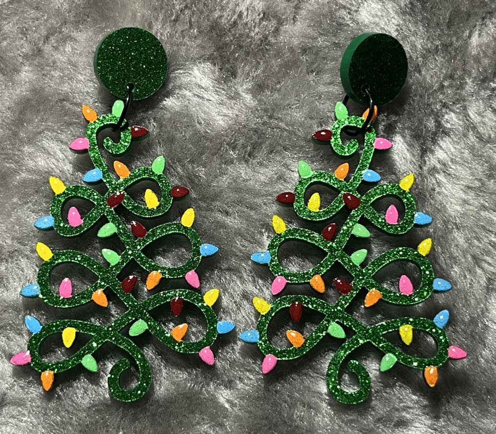 Whimsy and Logic - Oh F*$@ It! Tangled Lights Christmas Tree Earrings - Earrings pin collectible - Main Image 2