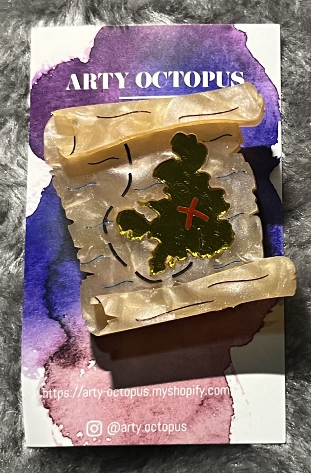 Arty Octopus - Treasure Map - Brooch pin collectible - Main Image 3
