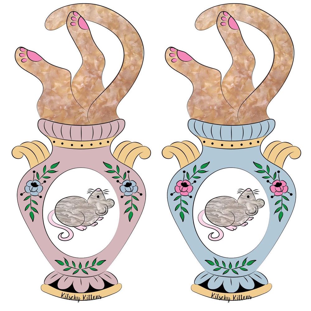 Kitschy Kittens - Cat in Vase - Brooch pin collectible - Main Image 4
