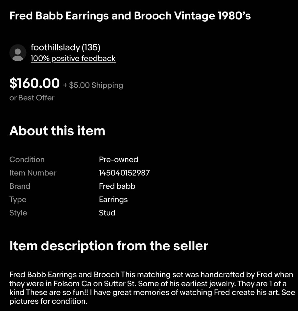 Fred Babb - Cheetah (brooch & earrings set) - Ceramic Brooch pin collectible - Main Image 4