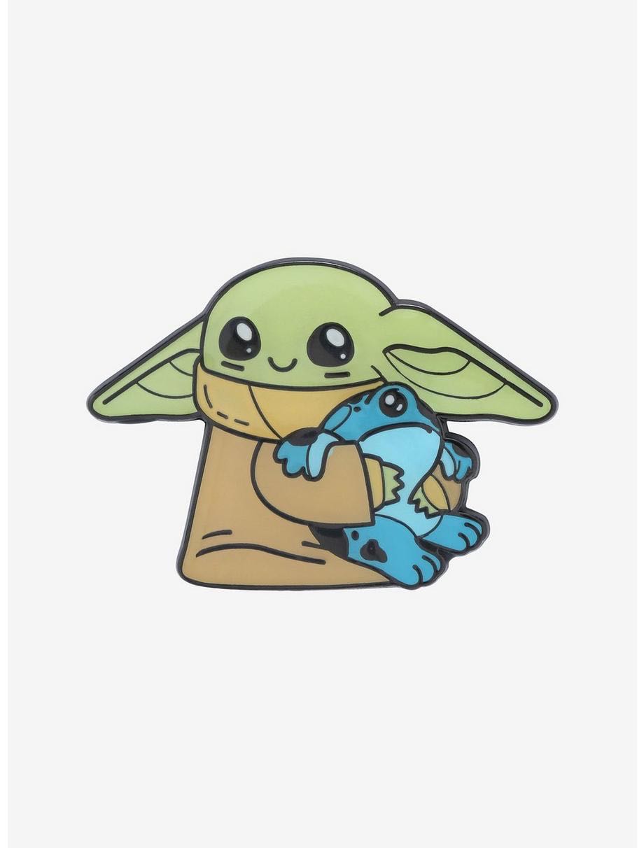 Loungfly Star Wars The Mandalorian Chibi Grogu with Frog Enamel Pin - BoxLunch Exclusive  pin collectible - Main Image 2
