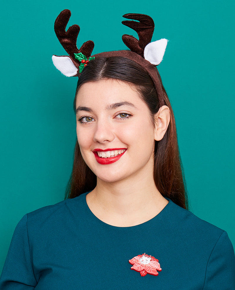 La Vidriola - Pretty Poinsettia Cat - Brooch pin collectible - Main Image 2