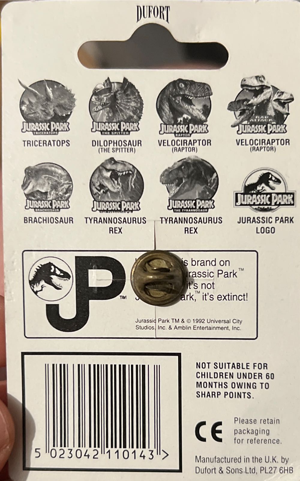 Pin Brooch Vintage Jurassic Park COMPLETA  pin collectible [Barcode 5023042110143] - Main Image 3