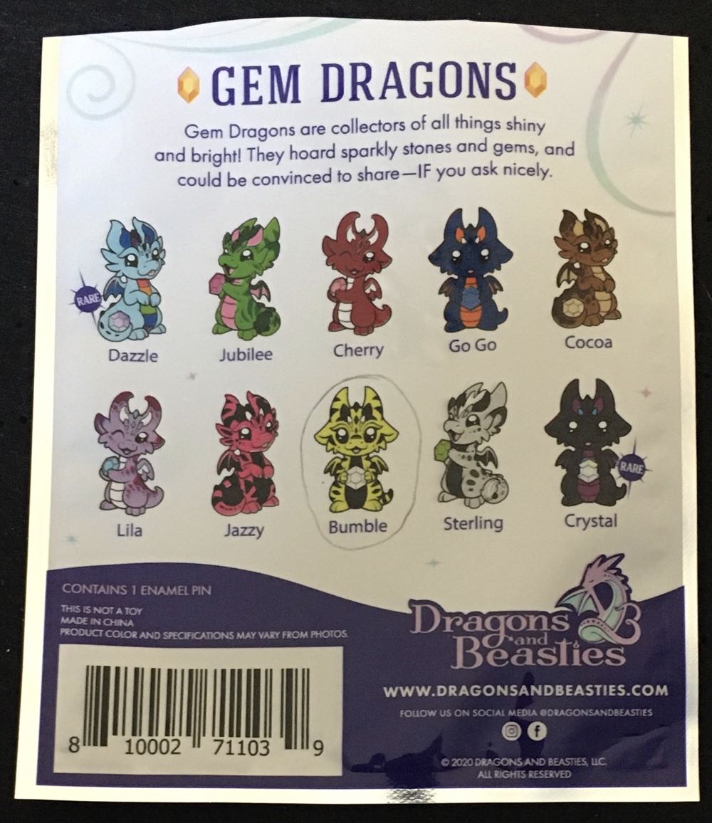 D&B Go Go Gem Dragons Series 2 - Enamel Pin pin collectible [Barcode 810002711039] - Main Image 3