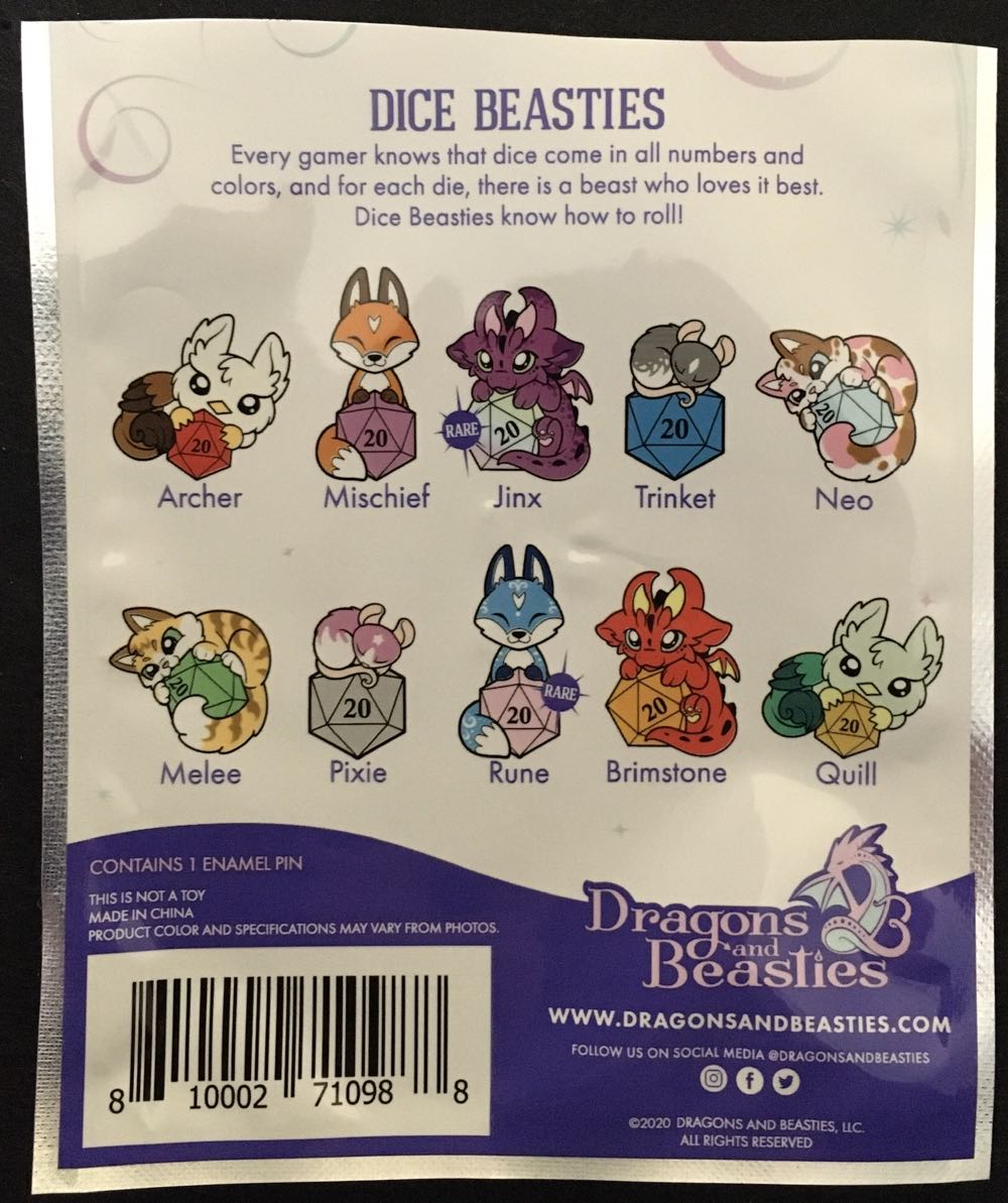 D&B Jinx Dice Beasties Mystery Enamel Pins - Enamel Pin pin collectible [Barcode 810002710988] - Main Image 3