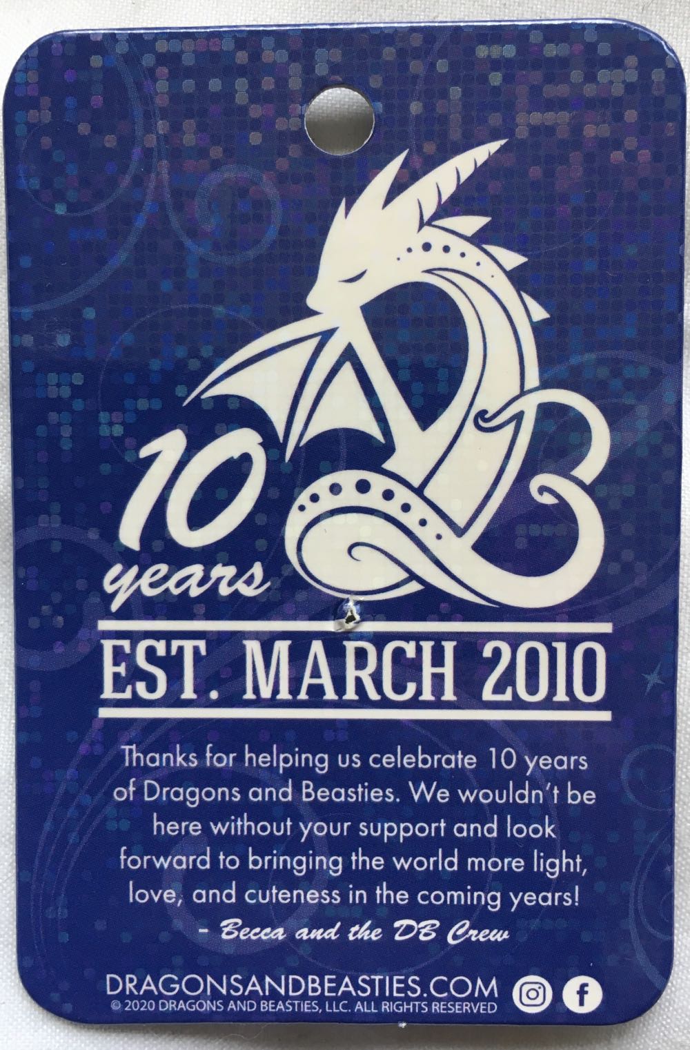 D&B Deebee 10 Year Anniversary Pin - Enamel Pin pin collectible - Main Image 3