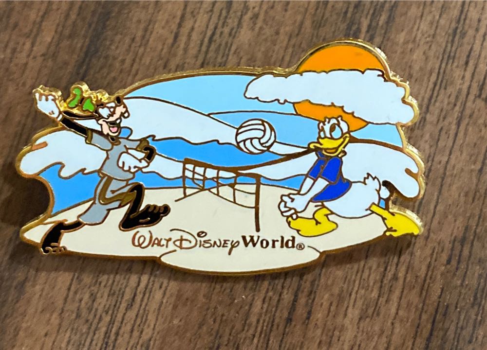 Donald And Goofy Playing Volleyball At The Beach  pin collectible - Main Image 1