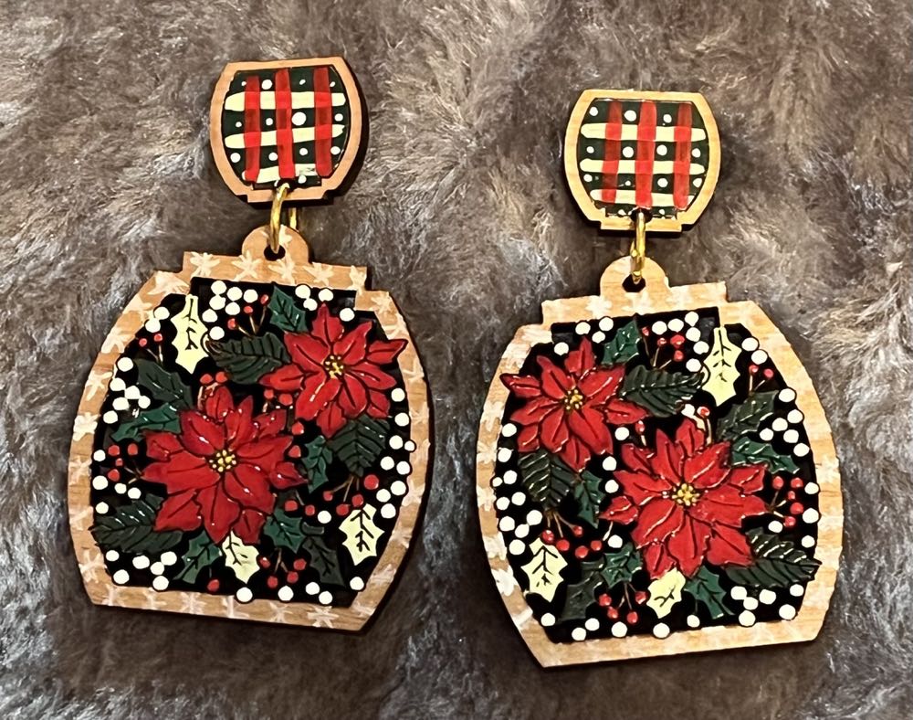 Rylee & Ink - Poinsettia Dangles - Earrings pin collectible - Main Image 4
