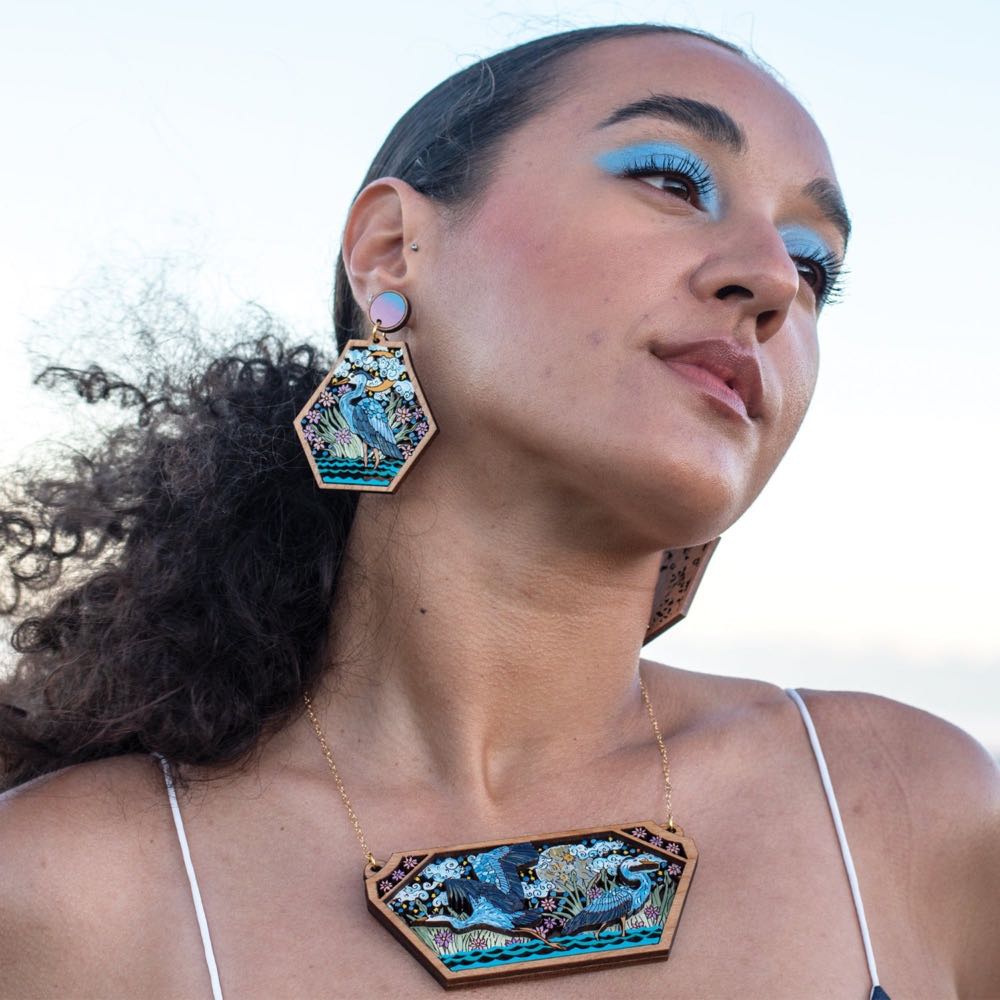 Rylee & Ink - Midnight Heron Dangles - Earrings pin collectible - Main Image 2