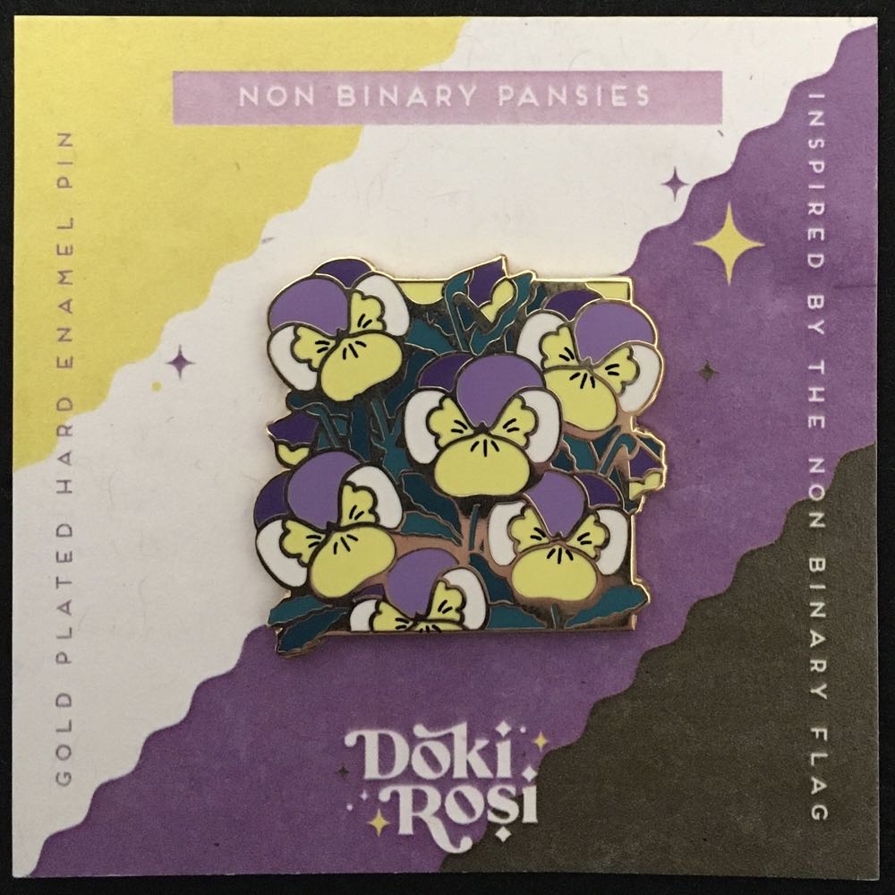 Non Binary Pansies Doki Rosi - Gold Plated Hard Enamel pin collectible - Main Image 2