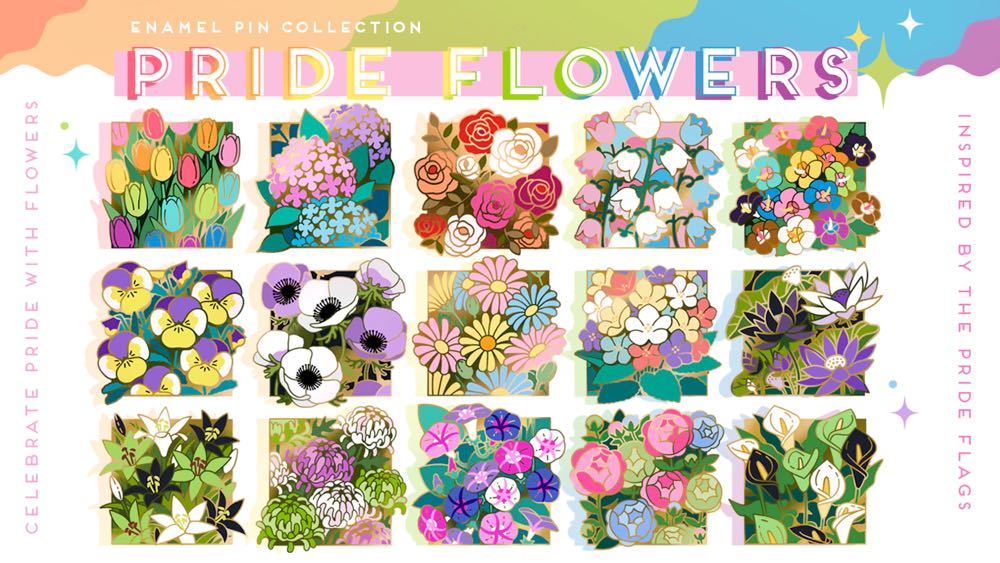 Non Binary Pansies Doki Rosi - Gold Plated Hard Enamel pin collectible - Main Image 4