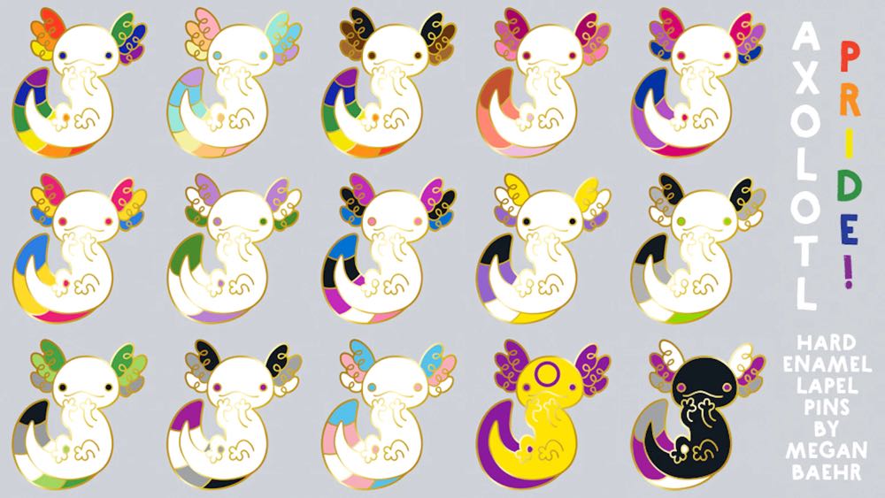 Asexual - Axolotl Pride Hard Enamel Lapel Pins By Megan Baehr - Gold Plated Hard Enamel pin collectible - Main Image 4