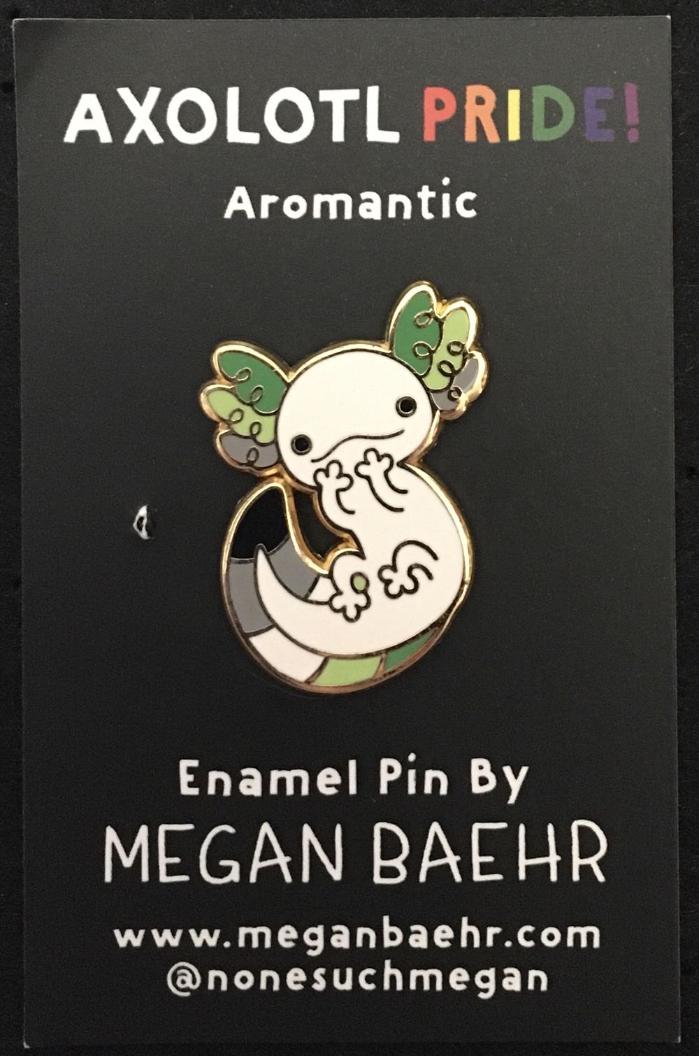 Aromantic - Axolotl Pride Hard Enamel Lapel Pins By Megan Baehr - Gold Plated Hard Enamel pin collectible - Main Image 2