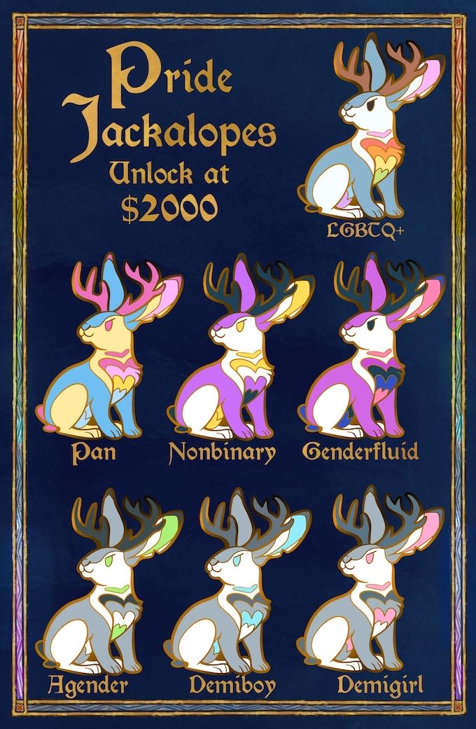 Demigirl Jackalope Legendary Pride Pin Gay Breakfast - Gold Plated Hard Enamel pin collectible - Main Image 3