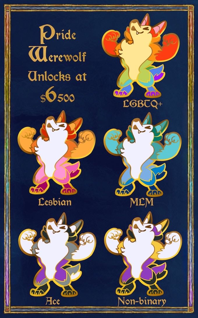Ace Werewolf Legendary Pride Pin Gay Breakfast - Gold Plated Hard Enamel pin collectible - Main Image 3