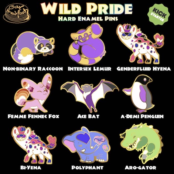 Non Binary Raccoon Wild Pride Pin Gay Breakfast - Gold Plated Hard Enamel pin collectible - Main Image 3