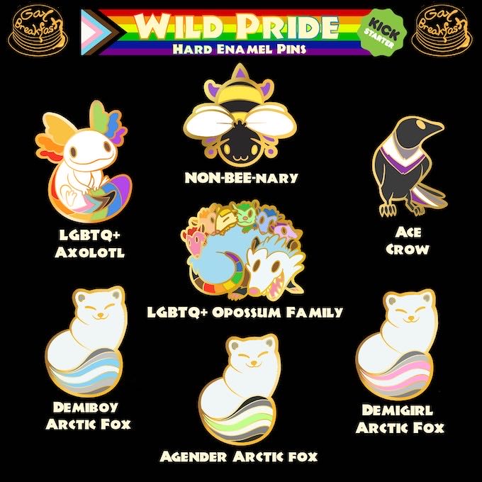 Ace Crow Wild Pride Pin Gay Breakfast - Gold Plated Hard Enamel pin collectible - Main Image 3