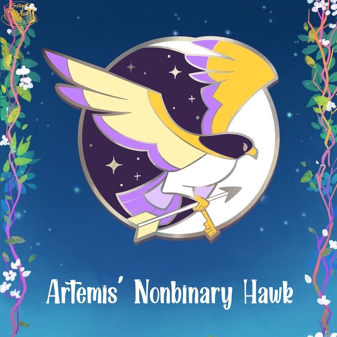 Non Binary Hawk Pride Flock Pin Gay Breakfast - Gold Plated Hard Enamel pin collectible - Main Image 2