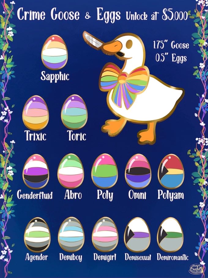 Demigirl Egg Pride Flock Mini Pin Gay Breakfast - Gold Plated Hard Enamel pin collectible - Main Image 2