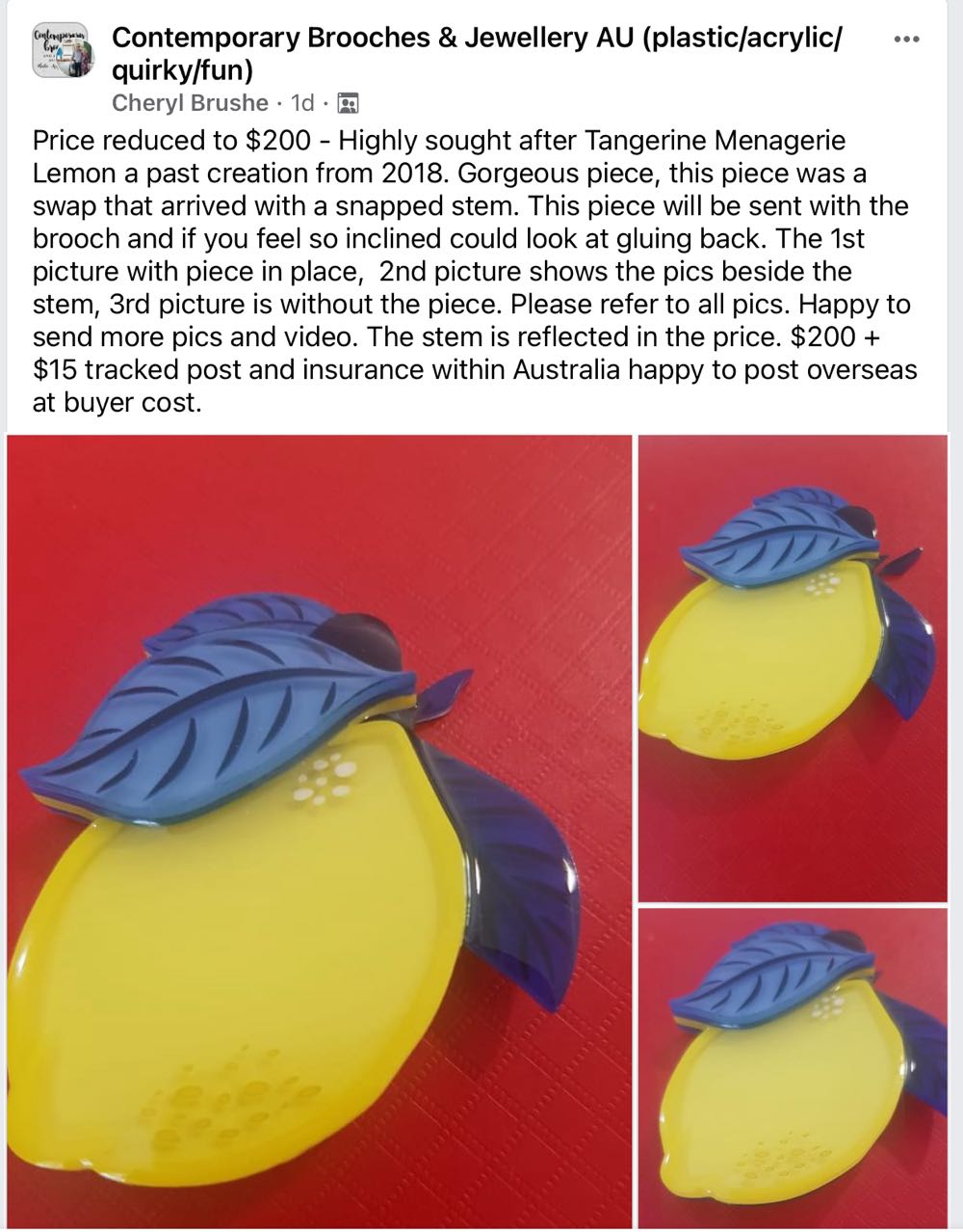 Tangerine Menagerie - Lemon - Brooch pin collectible - Main Image 2