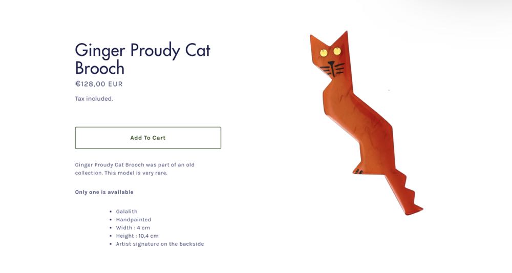 Pavone - Blue Proudy Cat - Brooch pin collectible - Main Image 2