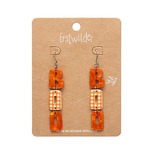 Erstwilder - Boo Gingham Drop Earrings (Orange) - Earrings pin collectible - Main Image 2