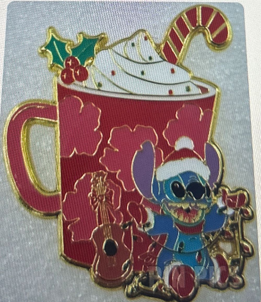 Stitch Peppermint Mocha Santa Hat Christmas - Open Edition pin collectible - Main Image 1