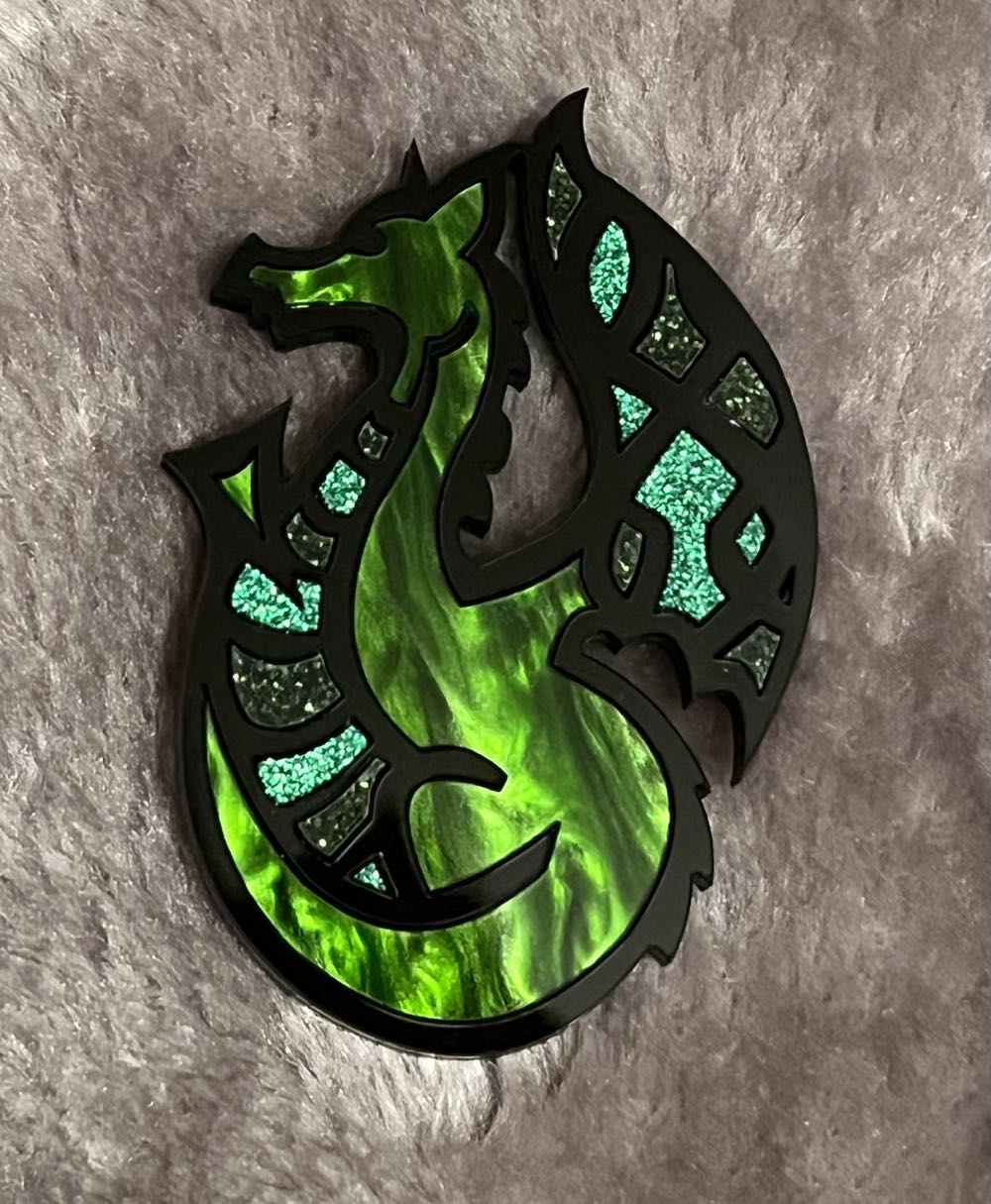 Danger Monkey Designs - Stained Glass Dragon (green) - Brooch pin collectible - Main Image 2