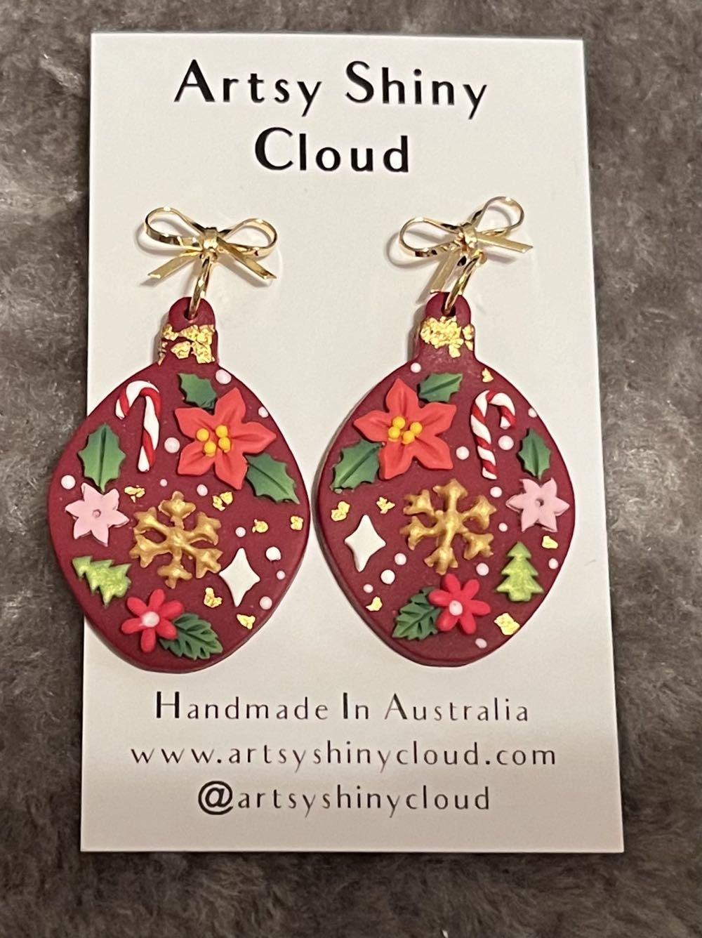 Artsy Shiny Cloud - Bauble Earrings - Polymer Clay Earrings pin collectible - Main Image 2