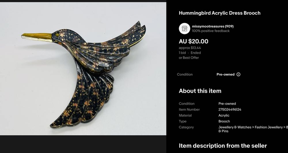 Erstwilder - Halcyon Hummingbird - Brooch pin collectible - Main Image 3
