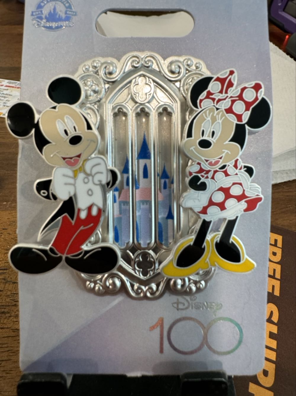 Disney 100 Years Of Wonder Mickey Minnie Mouse Platinum 100th New  pin collectible [Barcode 400957617595] - Main Image 2