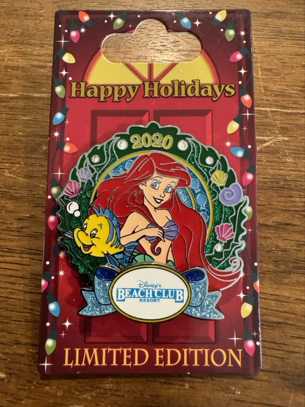 The Little Mermaid, Ariel, And Flounder 2020 Beach Club Resort Happy Holidays  pin collectible [Barcode 400926214640] - Main Image 2