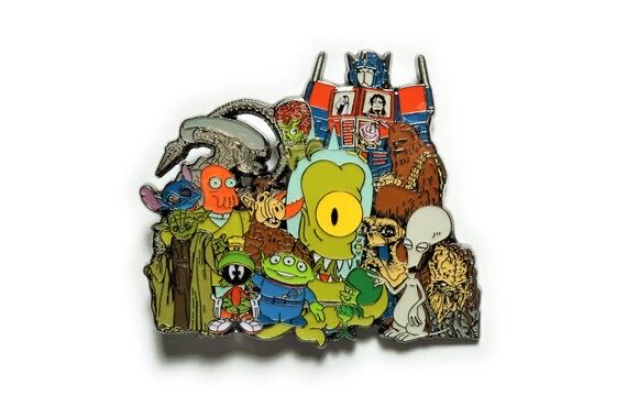 Alien Invasion Cartoon Movie Aliens Jumbo Lapel Pin Aliens Alien Invasion Cartoon Movie Aliens Jumbo Lapel Pi  pin collectible - Main Image 2