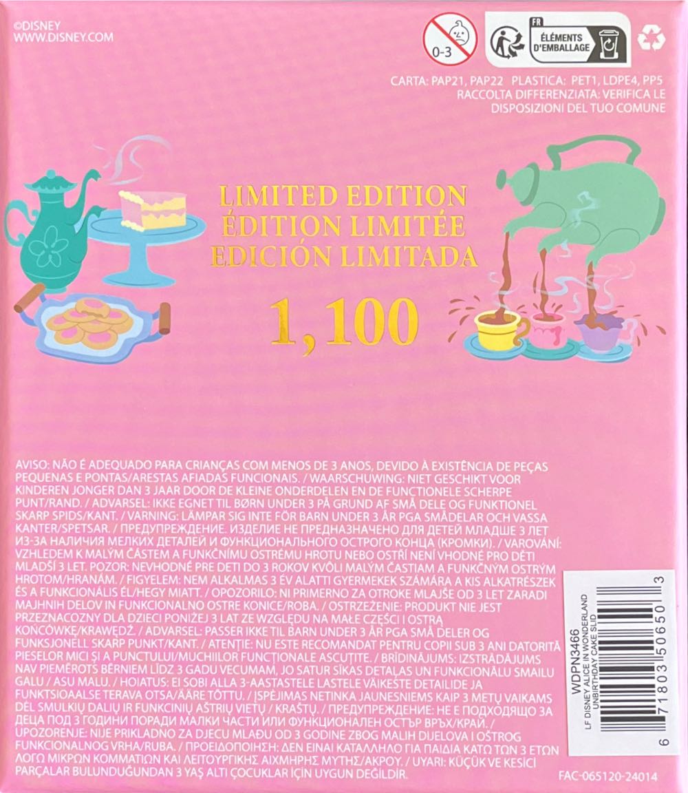 Alice In Wonderland: Dormouse In Unbirthday Cake (sliding pin) - Disney Loungefly pin collectible [Barcode 671803506503] - Main Image 3