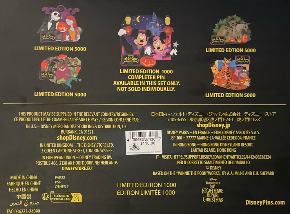 Mickey’s Not So Scary Halloween Party 2024 Limited Edition Pin Set - Disney Not So Scary Halloween Party pin collectible [Barcode 400983671387] - Main Image 2