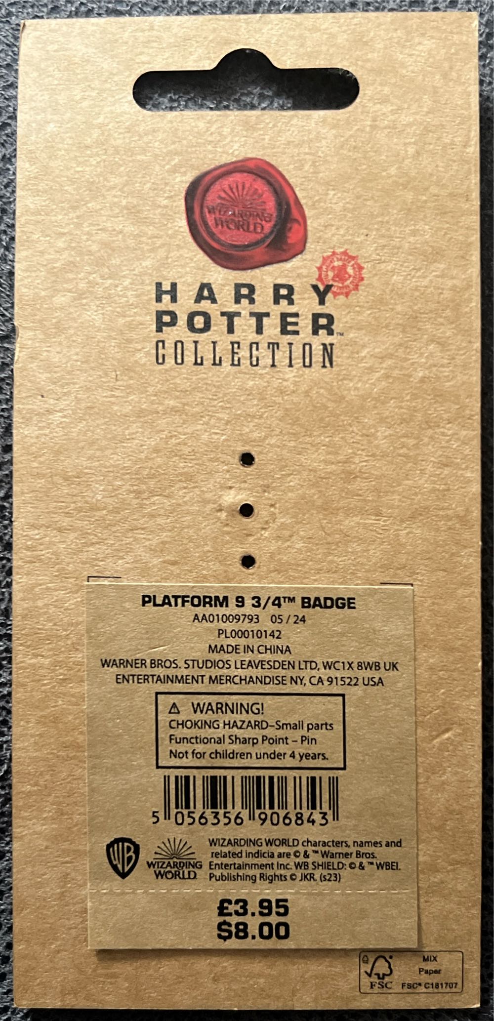 Platform 9 3/4 Badge  pin collectible [Barcode 5056356906843] - Main Image 2