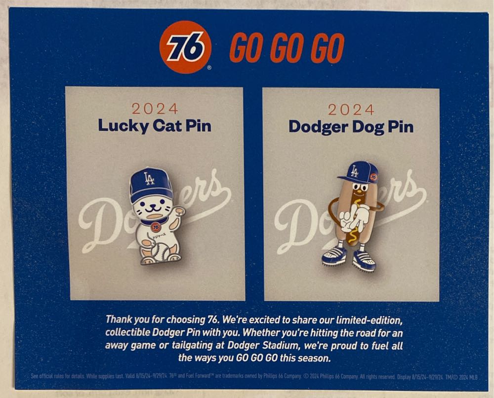 Dodgers 76 Hot Dog LA Hands Giveaway - Pin pin collectible - Main Image 2