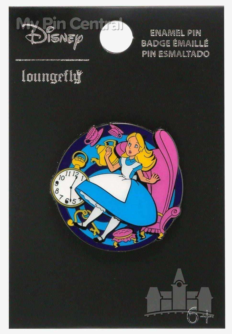 Alice in Wonderland - Loungefly - Alice Falling - Pink Chair, Clock - BoxLunch - Pin pin collectible - Main Image 3